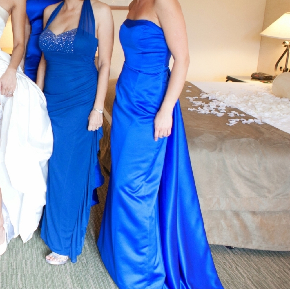 Royal blue petite size evening gown
